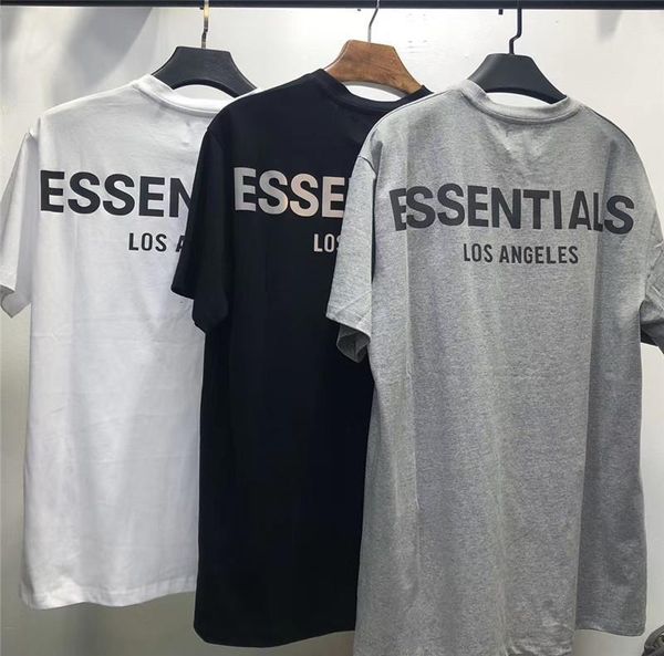 

los angeles exclusive reflective essentials t shirt men wome casual 1:1 oversized essentials t-shirts tees, White;black