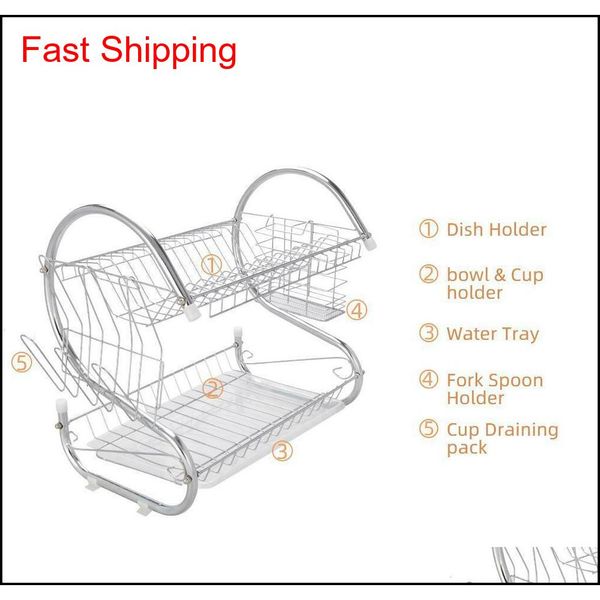

2-tier multi-function stainless steel dish drying rack,c qyleqe new_dhbest