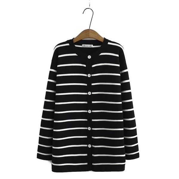 

xl-3xl plus autumn cardigan striped blouses big size mst7, White;black