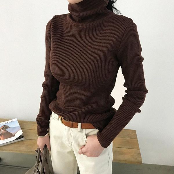

autumn spring turtleneck sweater women knitted ribbed pullover sweater long sleeve slim jumper pull femme stretchable1, White;black