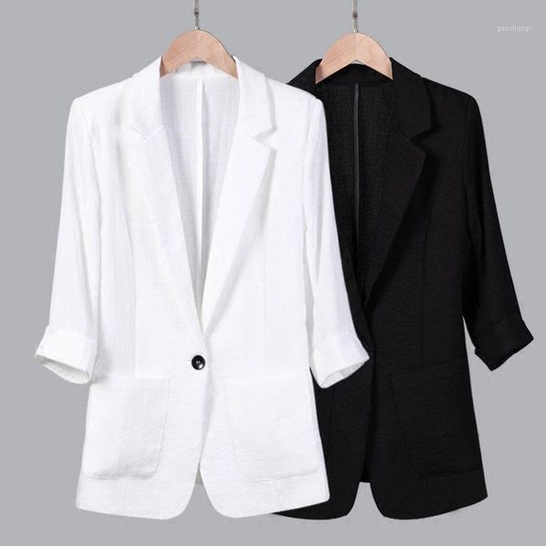

plus size 7xl spring summer thin blazer women casual white black women blazers and jackets fashion suit jacket outerwear c53651