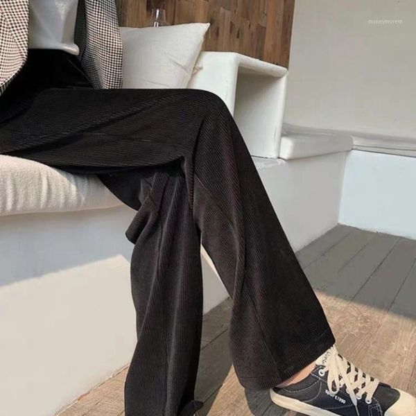 

women's pants & capris 2021 korean plus size loose corduroy casual winter women trousers high waist ladies1, Black;white
