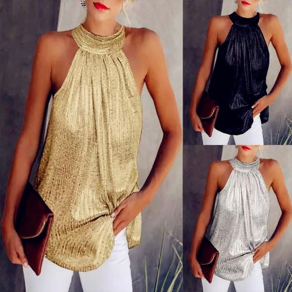 

summer women blouses beboho sequins loose halter vintage casual chiffon big large pluse sizes vest tank shirts, White