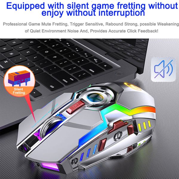 

gaming mouse rechargeable wireless mouse silent 1600 dpi ergonomic 7 keys rgb led backlit 2.4g usb optical for lapcomputer