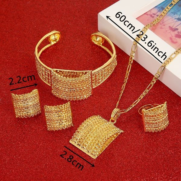 Jóias Etíopes Conjunto Noiva Pingente de Casamento Colar Bangle Brinco Anel Africano Eritreia Habesha Sets Y200602