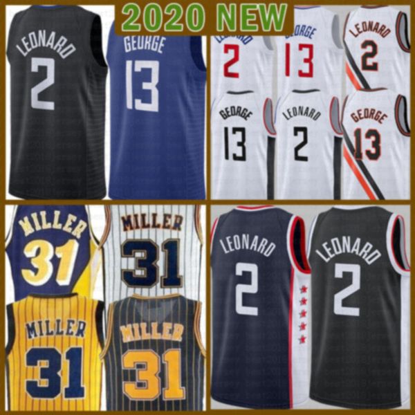 

2021 new kawhi basketball jersey 2 leonard mens paul 13 george mesh retro reggie 31 miller victor 4 oladipo green, Black;red