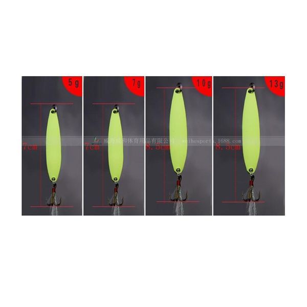 

1pcs 5g 7g 10g 13g luminous fishing spinner spoon lure hard bait with feather for bass sea lures wobbles fishing acc qyllfw