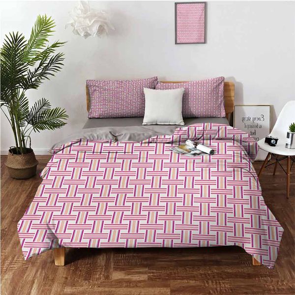 

crossed stripes bold lines bands lattice mesh like pattern classicalbedding 3-piece set