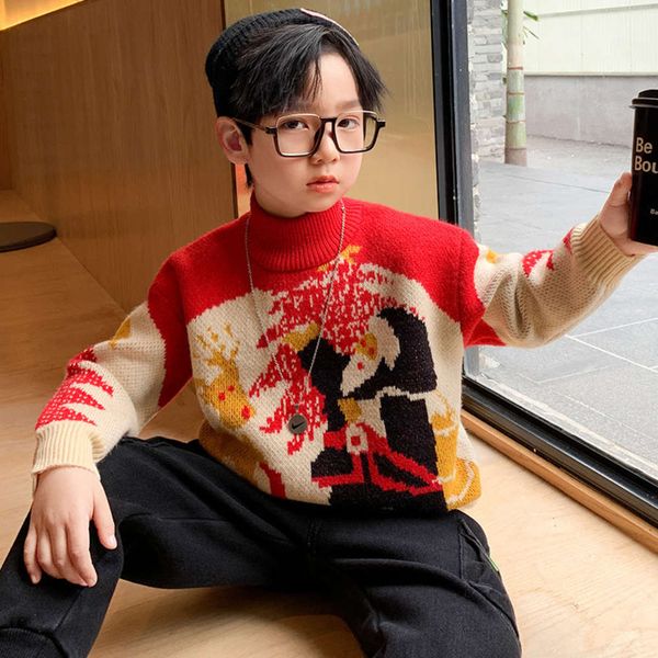 

like winter boys' thickened mink sweater children's red christmas warm top, Blue