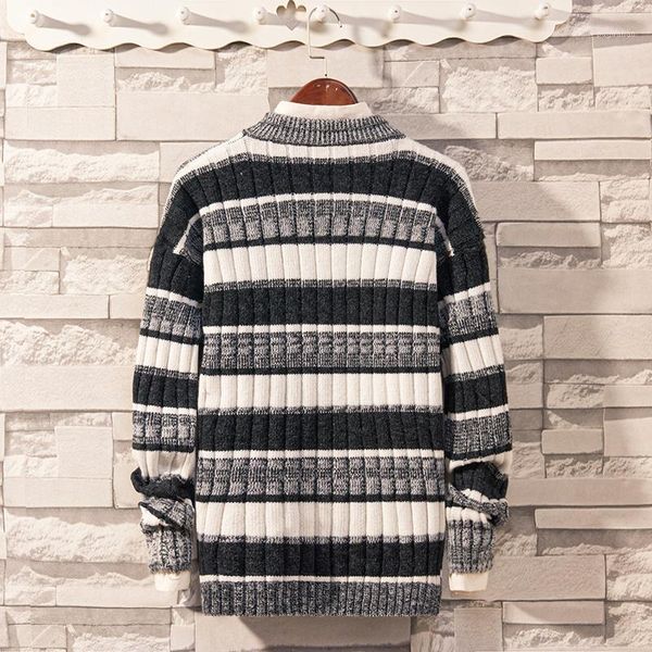 

casual men's sweater o-neck striped slim fit knittwear 2020 autumn mens sweaters pullovers pullover men pull homme -3xl fashion1, White;black