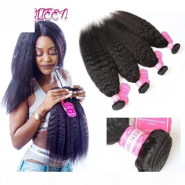 

brazilian virgin human hair bundles unprocessed kinky straight hair extensions natural black beauty hair weft from li&queen, Black;brown
