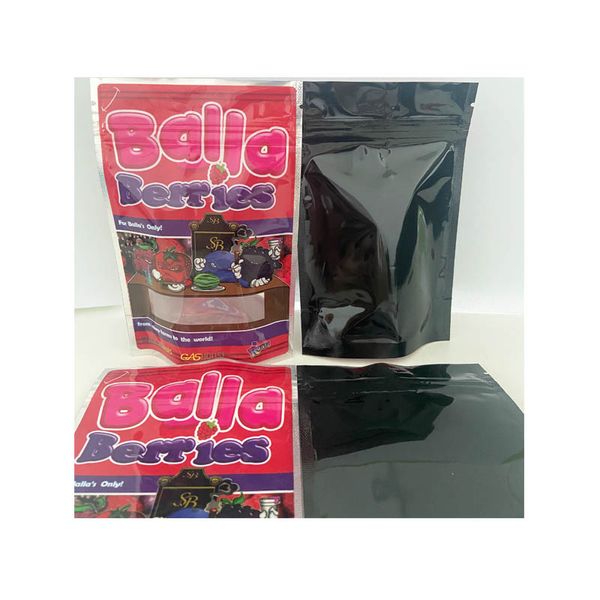 Balla Berries Foil Bag Foglio di alluminio laminato Mylar Smell Proof Stand Up Pouch Imballaggio alimentare Balla Berries Zip Lock Plastic Bag