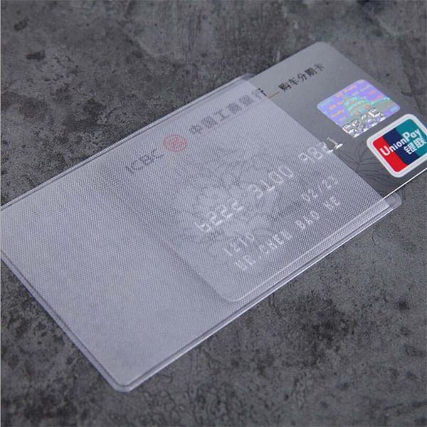 10 pz / lotto 60 * 93mm Carta trasparente Protector Manicotti ID Cad Supporto portafogli Portafogli Borsa Business Business Carta di credito ProCtor Cover Bags Anti-scivolare ramponi ramponi Denti Nail Sho