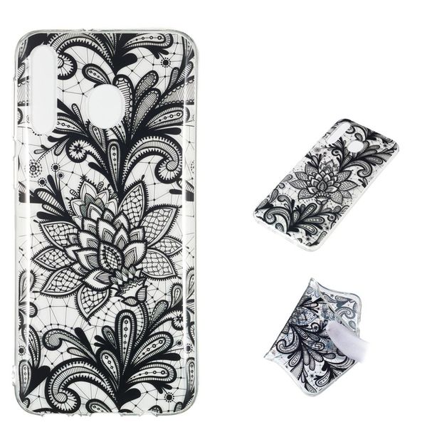 

black flower pattern highly transparent tpu protective case for galaxy m30