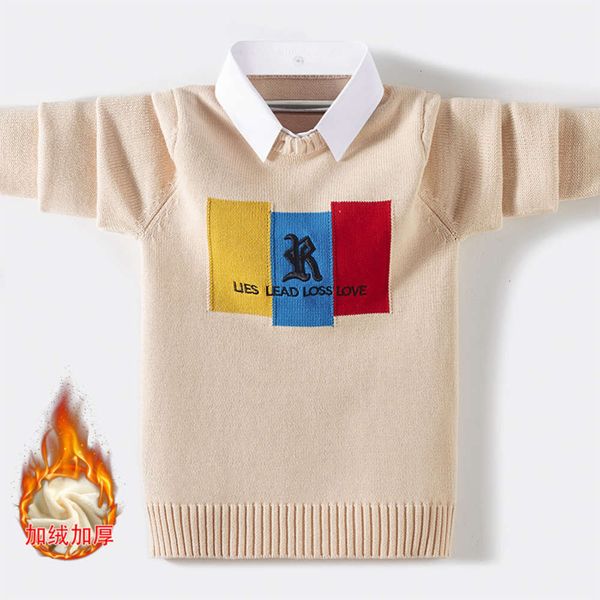 

and pullover autumn boys' winter sweater 12-year-old boy's foreign sle middle school undergarment korean version 15 children, Blue