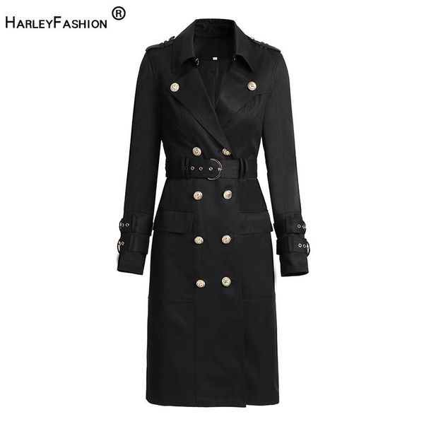 

autumn winter new design classic style street long trench double breasted loose female runway winderbreak coat, Tan;black