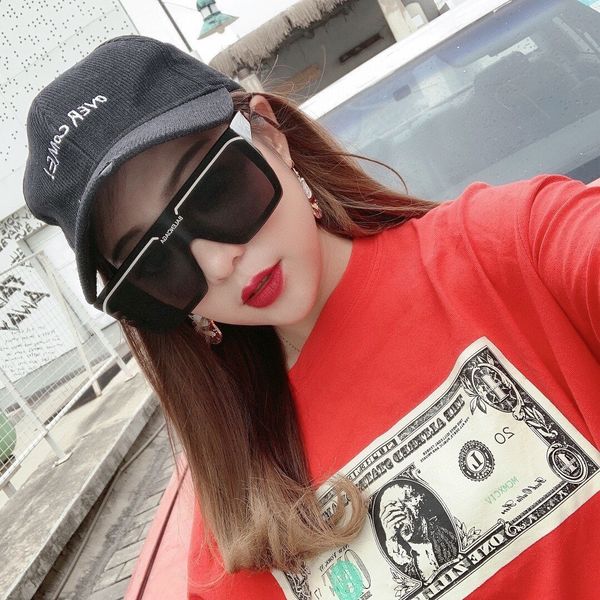 

women 2020 new sunglasses fashion box men women's same type b's goggles big face looks thin and versatile lfyjsh, White;black