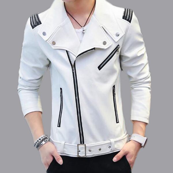 

new 2020 spring jacket outerwear men's fashions white leather clothing, Black;brown