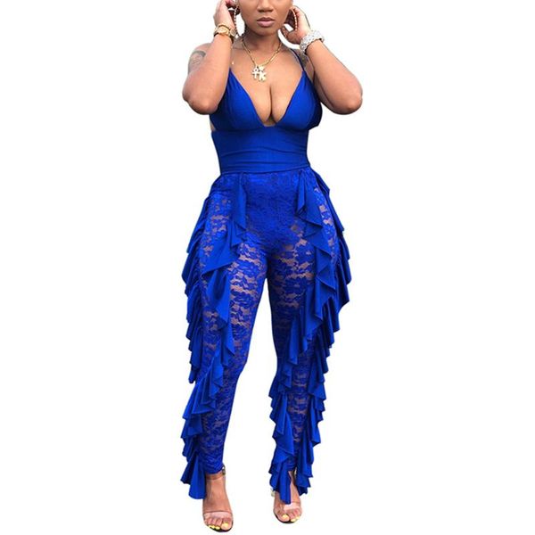 

bodycon jumpsuit romper women sleeveless lace rompers womens ruffles jumpsuit elegant overalls for women club outfits, Black;white