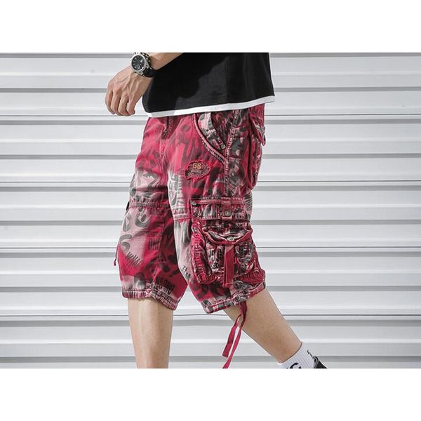 

2021 the length of calf overalls shortly cargo working men's from cotton casual shorts short gxwf, Black;white