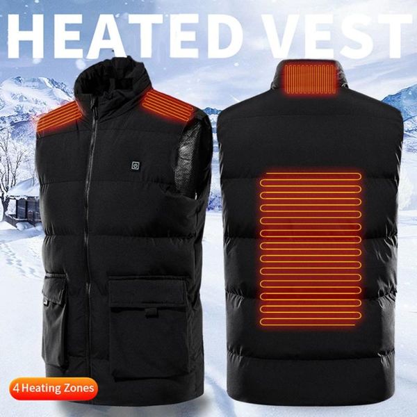 

usb heated vest 4 places heating jacket men/women outdoor clothes winter heating vest heated jacket for fishing hiking, Gray;blue