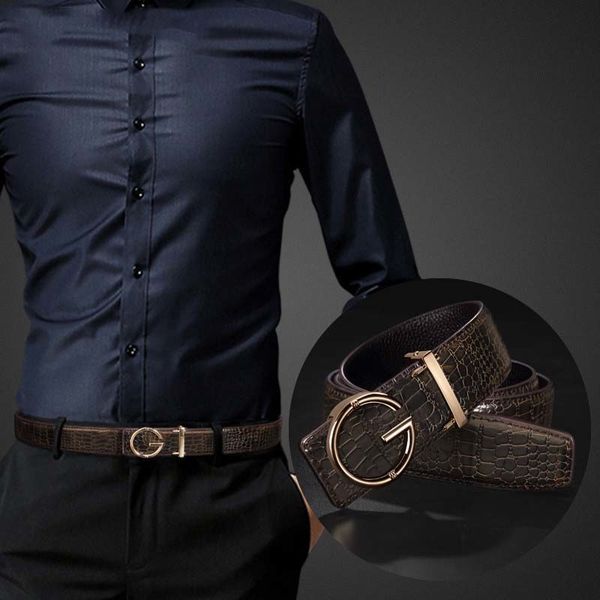 

geninue 2020 designer male gold/strip/black smooth buckle real leather belt for unisex, Black;brown