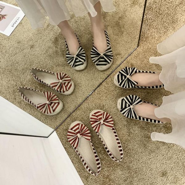 

korean shoes bow-knot women's moccasins female footwear round toe all-match soft casual sneaker slip-on 2020 butterfly grandma, Black