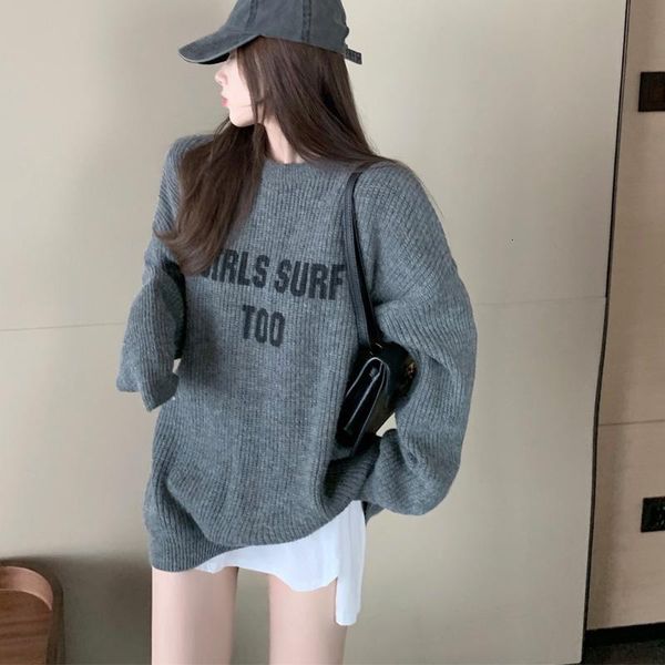 

2021 round collar letter sleeve upper sweater axhg, White;black