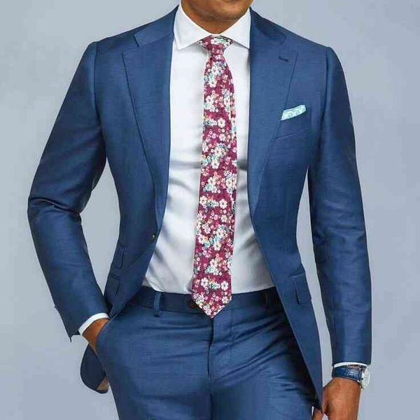 

men's suits & blazers 2 pieces blue formal men suit slim fit single breast mens bespoke groom tuxedo blazer for wedding prom jacket pan, White;black