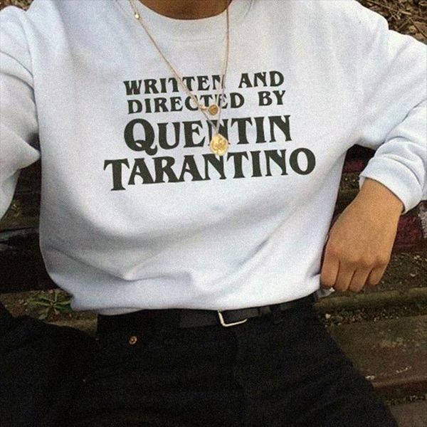

written and directed 100%cotton sweatshirt long sleeve jumper pullovers casual women slogan art sweatshirts streetwear, Black
