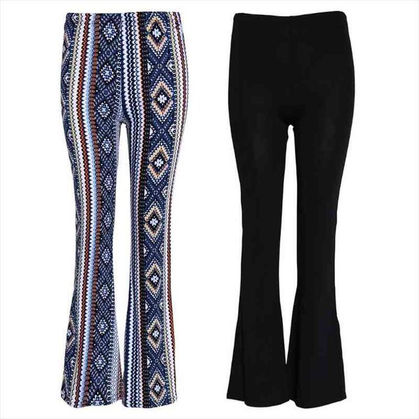 

womens elastic bell-bottom trousers flared hem knitted pants leggings, Black