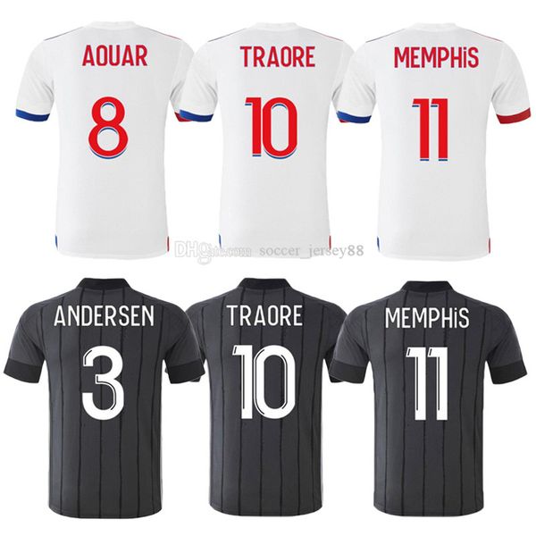 

2020 2021 olympique  soccer jerseys memphis yon traore fekir kids football shirt 20 21 aouar maillot de foot, Black;yellow