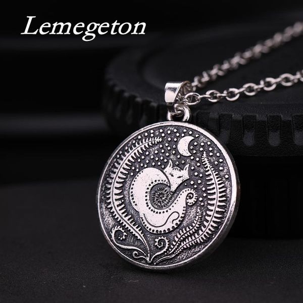 

lemegeton sleeping brushwood moon star viking vintage talisman antique silver color charms for necklaces men's jewelry