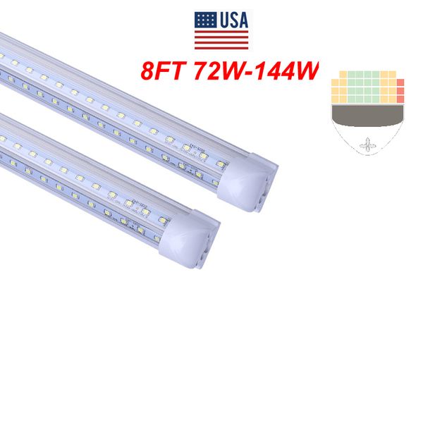 

25-pack, 8ft, 72w led tube lights, dual-sided v-shape integrated, smd2835 clear cover, led cooler door lights