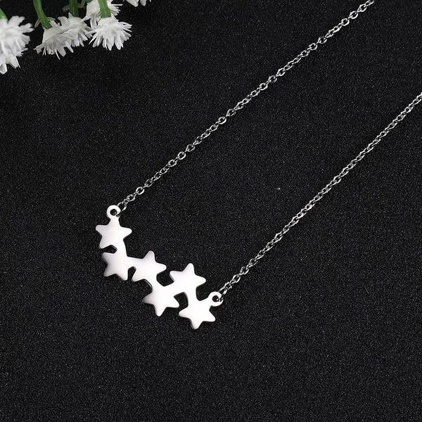 

pendant necklaces teamer elegant star butterfly necklace ladies women stainless steel initial chain jewelry gift for friends, Silver