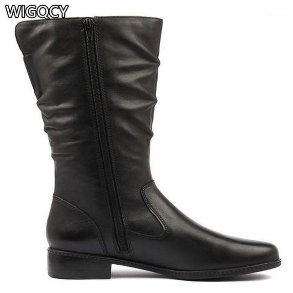 

2020 autumn winter european american new large size 35-43 women's shoes round toe thick heel boots zpper knight boots1, Black