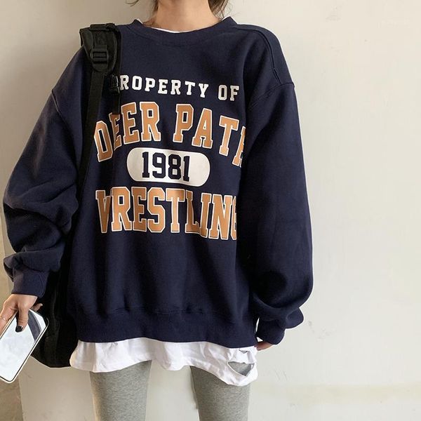 

casual loose vintage letter sweatshirt female korean kawaii women's sweatshirts japanese harajuku ulzzang clothing for women1, Black