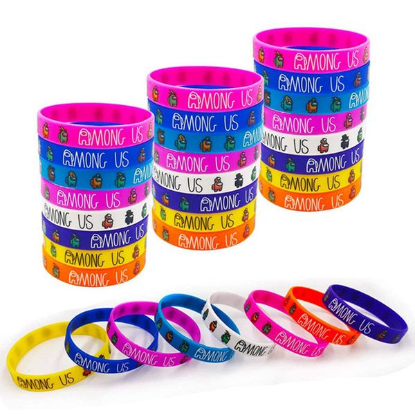 

dhl among us silicone bracelet rubber trend kids toy character model pattern anime figure birthday party gift, Black
