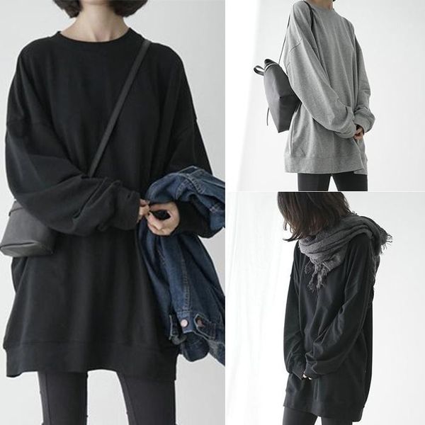 

z-zoux women hoodies long sleeve o-neck pullovers sweatshirts women gray black solid plus size long casual sweatshirts 20201