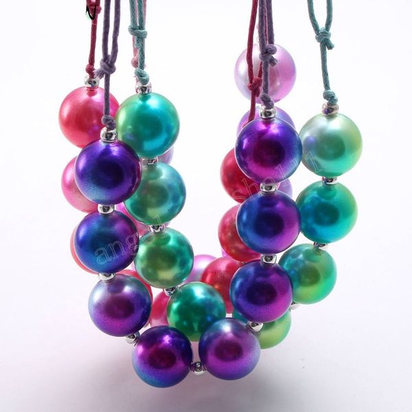 

kids fashion colorful pearl beads necklace child girls chunky bubblegum necklace handmade birthday party gifts jewelry, Red;brown