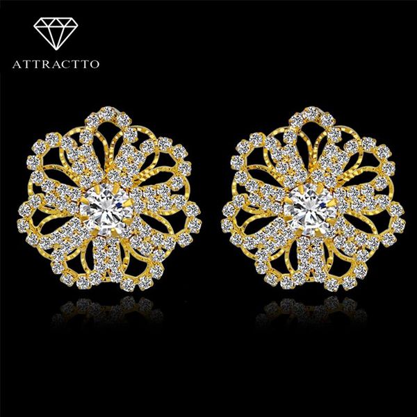 

attractto new vintage gold designs crystal earring for women luxury wedding flower earring christmas ethnic jewelry ser140387, Golden;silver