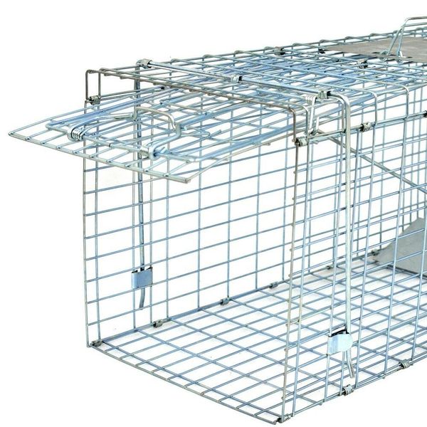 

cage live animal steel trap 32x12x12 humane rodent control skunk rabbit opossum
