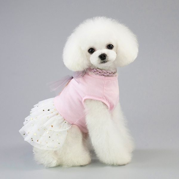 

pet dress spring/summer rabbit style dog clothes girl solid puppy dress pink white dog dress white gauze
