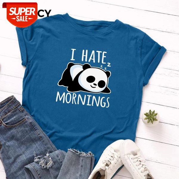 

jfuncy plus size lazy panda print t-shirt korean women cotton tshirt summer tees short sleeve woman t shirt female shirts #sw9x, White