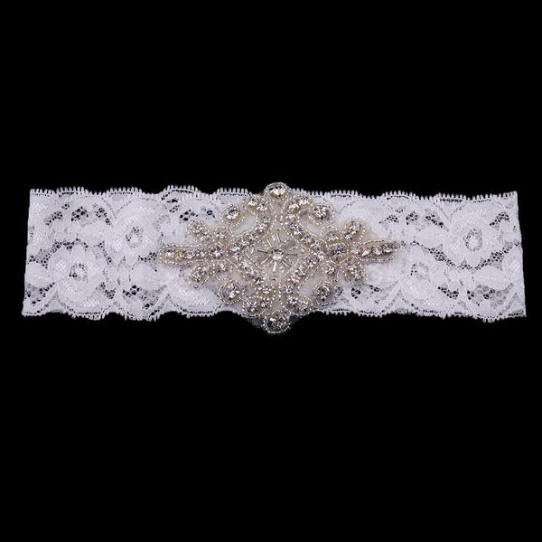 

white wedding bridal lace garter rhinestone applique prom accessories, Black;white
