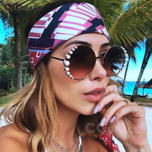 

47746 pearl round sunglasses women luxury shades uv400 brand glasses fashion oculos1, White;black