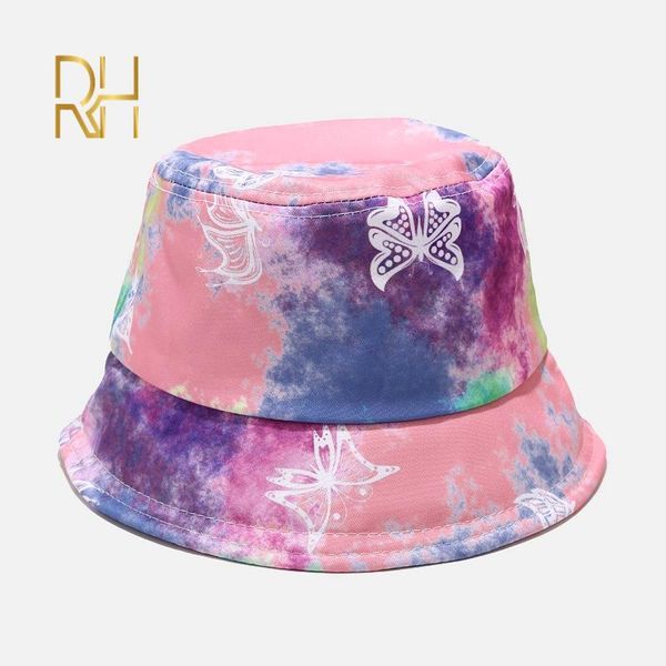 

wide brim hats 2021 tie dye butterfly fire cloud print fisherman hat for men and women outdoor leisure bucket rh, Blue;gray