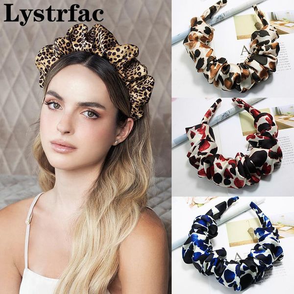 

hair accessories lystrfac fashion print leopard scrunchy headband for women girls trendy pleated hairband female headpieces