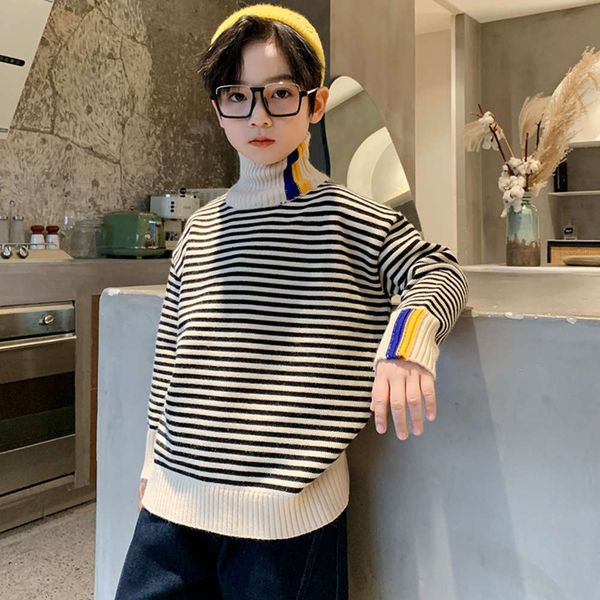 

in boys' all one cashmere thickened turtleneck sweater children's wear, Blue