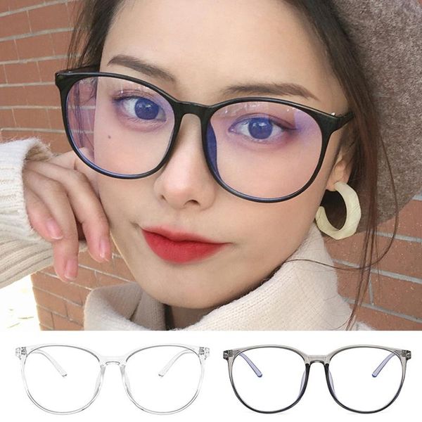 

fashion sunglasses frames oversized round horn rimmed eye glasses clear lens oval frame anti-blue anti eyestrain for reading/gaming lxh, Black
